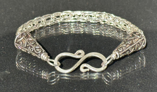 Viking knit single weave fine silver bracelet