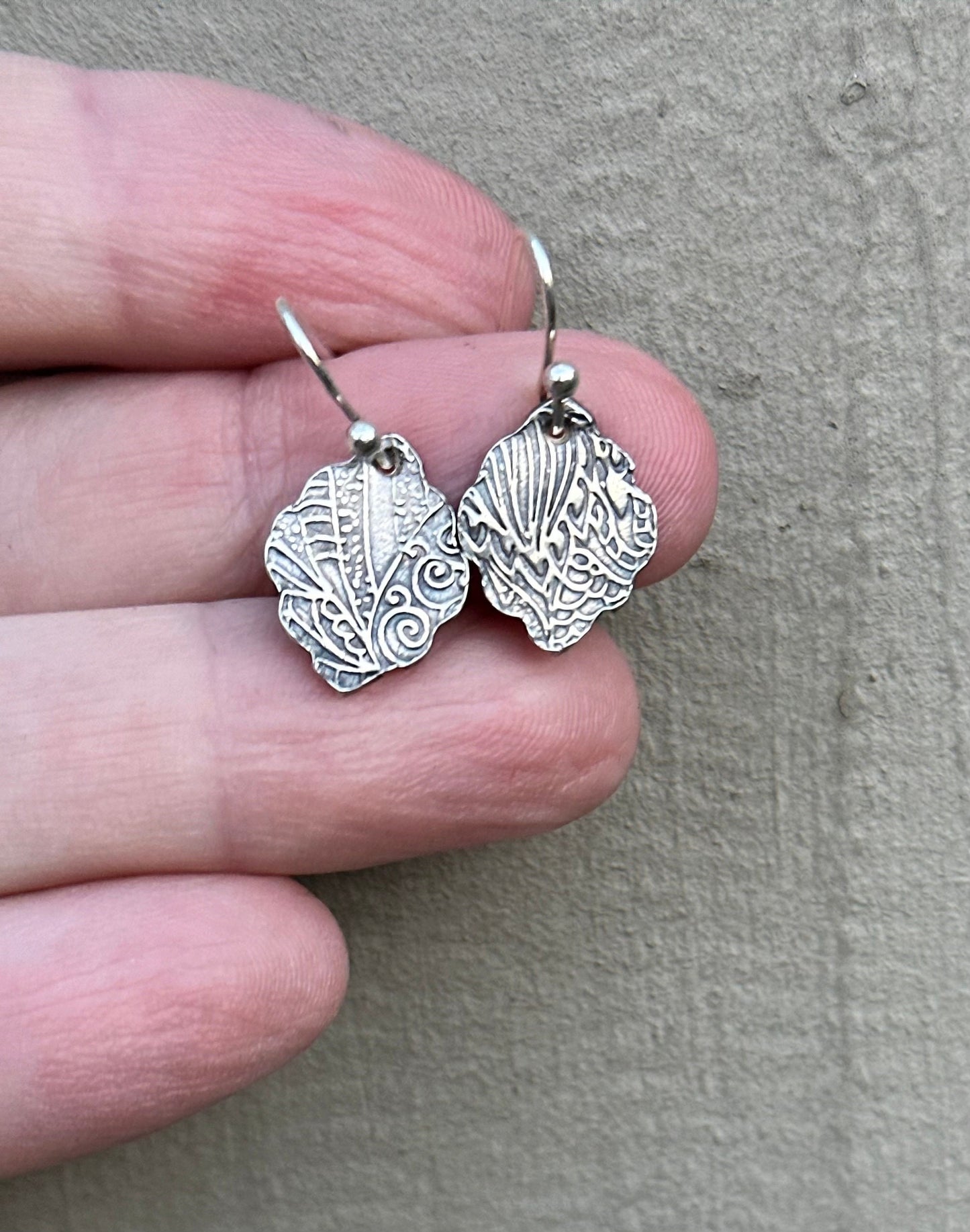 Fine silver arabesque earrings