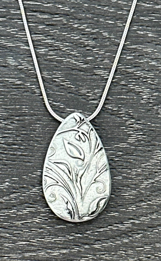 Fine silver one-of-a-kind pendant with sterling silver figaro chain. OOAK.